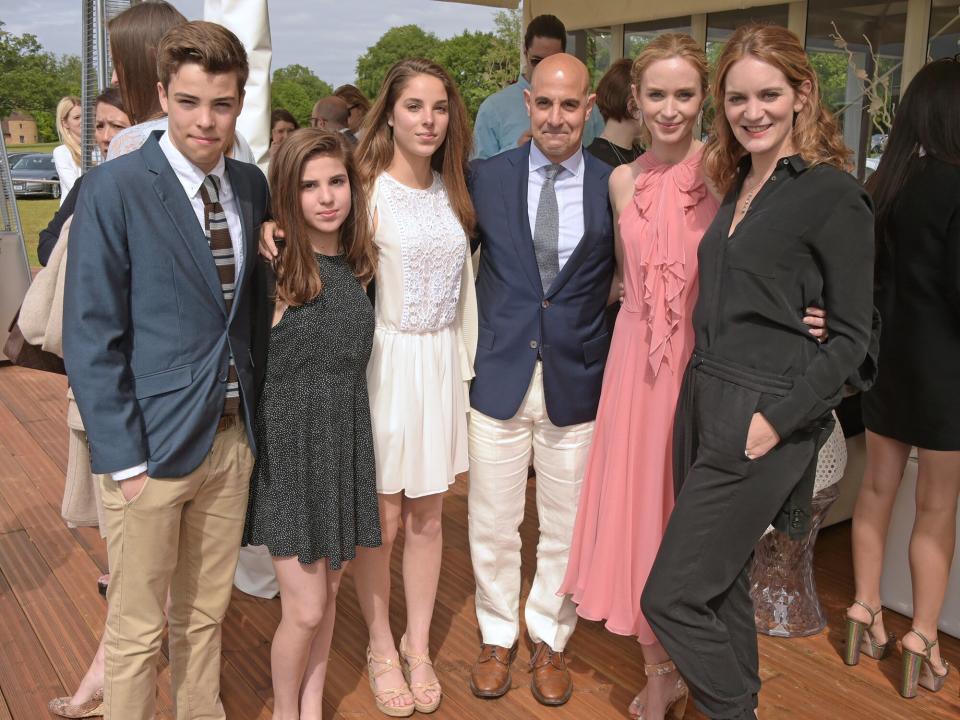 Nicolo Tucci, Camilla Tucci, Isabel Tucci, Stanley Tucci, Emily Blunt and Felicity Blunt attend day two of the Audi Polo Challenge at Coworth Park on May 31, 2015 in London, England