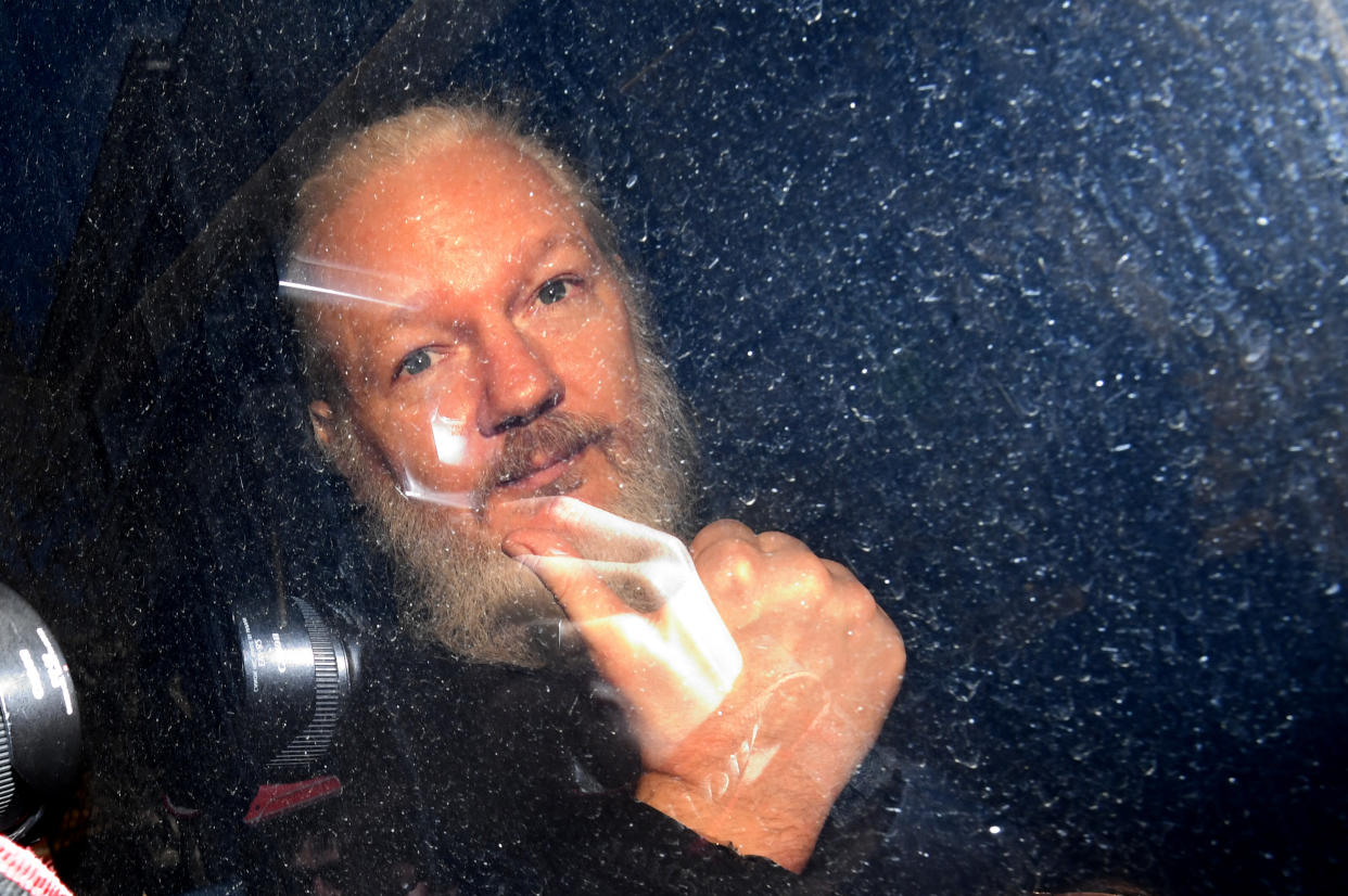 PA REVIEW OF THE YEAR 2019 File photo dated 11/04/19 of Julian Assange arriving at Westminster Magistrates' Court in London, after the WikiLeaks founder was arrested by officers from the Metropolitan Police and taken into custody following the Ecuadorian government's withdrawal of asylum.