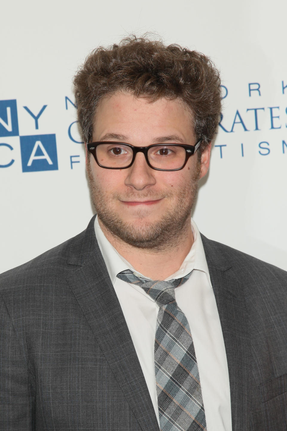 This Oct. 13, 2012 photo released by Starpix shows Seth Rogan arriving at Comedy Central's Night Of Too Many Stars: America Comes Together For Autism Programs at The Beacon Theatre in New York. The fourth Night of Too Many Stars, which uses comedy to raise money for autism education programs, will air Sunday 8 p.m. EDT on Comedy Central. (AP Photo/Starpix, Andrew Toth)