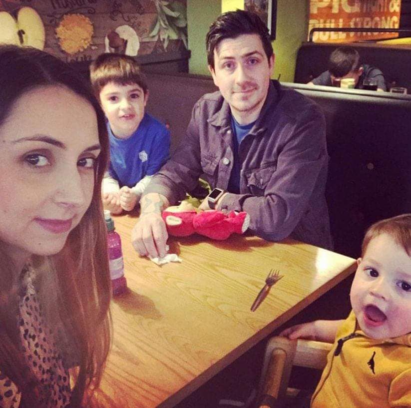 Jess Williams, 31, is seen with her two sons, Reuben and Elliot, and her partner Mike David. Source: Wales News/australscope 