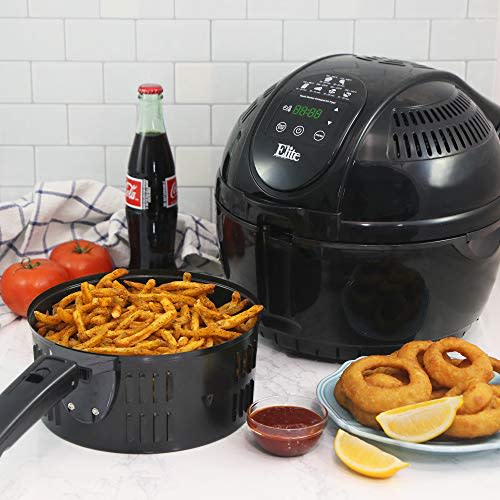 Elite Platinum EAF-1506D Electric Digital Hot Air Fryer Oil-less Cooker, 6 in 1 Cooking Functions, Adjustable Time + Temperature, PFOA/PTFE Free, 1400-Watts with 26 Recipe Cookbook, 3.5 Quart, Black (Amazon / Amazon)