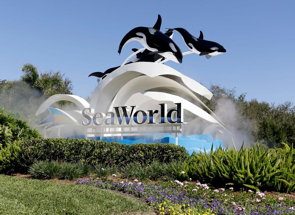 The entrance to SeaWorld Orlando is seen in a file photo from Jan. 2017.