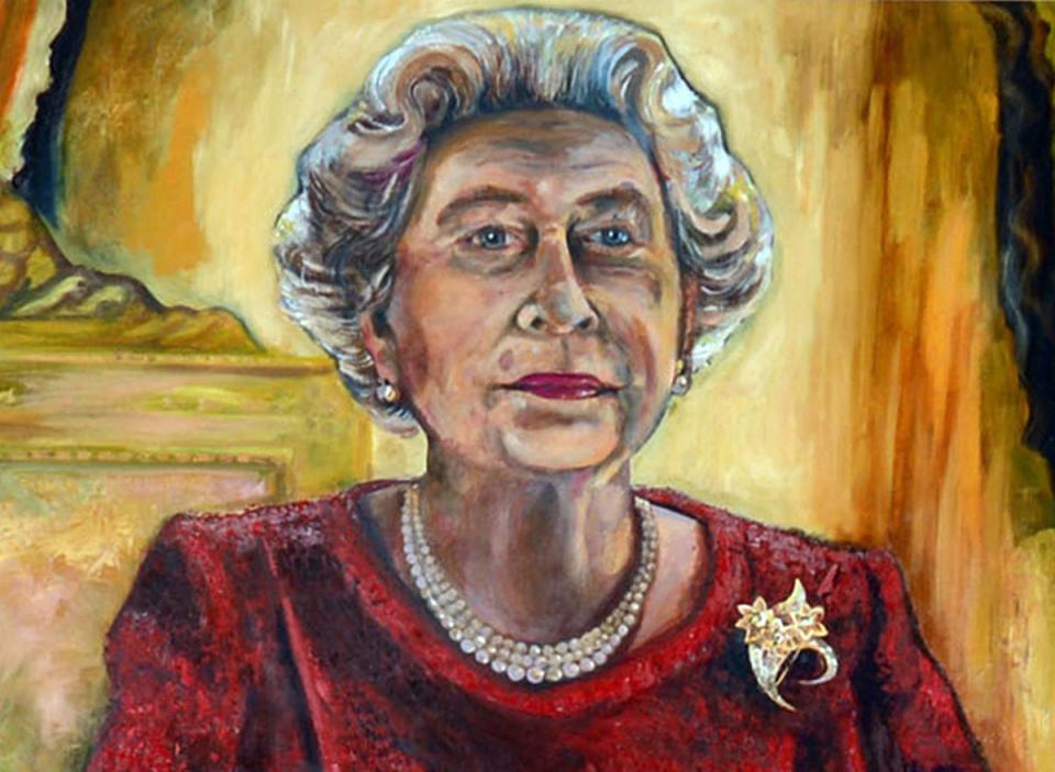 Icon, a portrait of Queen Elizabeth II by Dan Llywelyn Hall (PA)