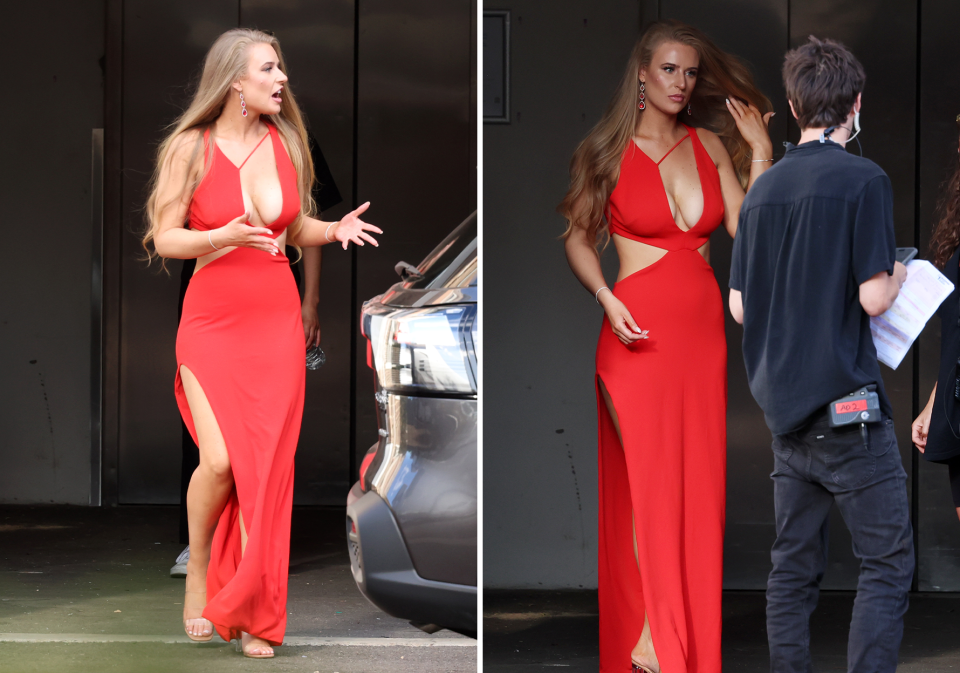 MAFS’ Tayla Winter arriving at the reunion dinner party.