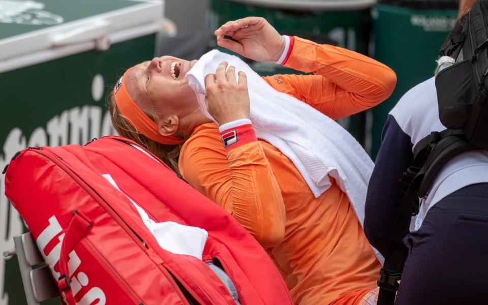 Kiki Bertens getting treatment - Getty