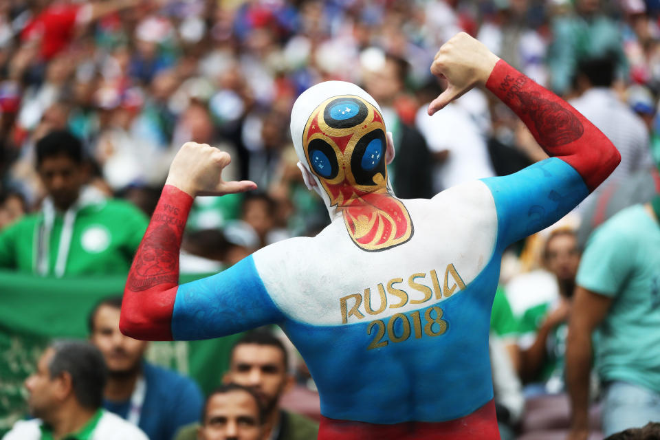 <p>Face paint – as well a body paint – has been a key feature of the World Cup </p>