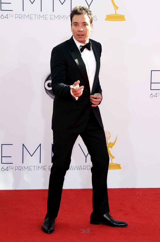 Jimmy Fallon arrives at the 64th Primetime Emmy Awards at the Nokia Theatre in Los Angeles on September 23, 2012.