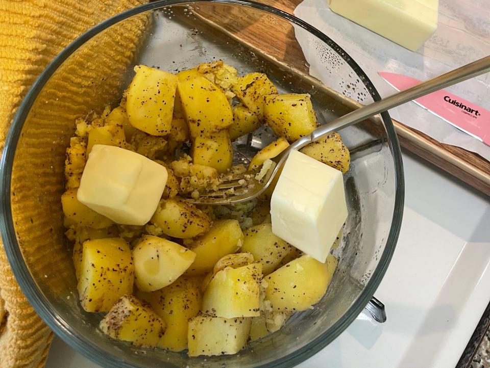 microwaved potatoes with butter in them