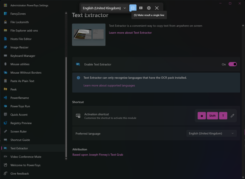 PowerToys Text Extractor