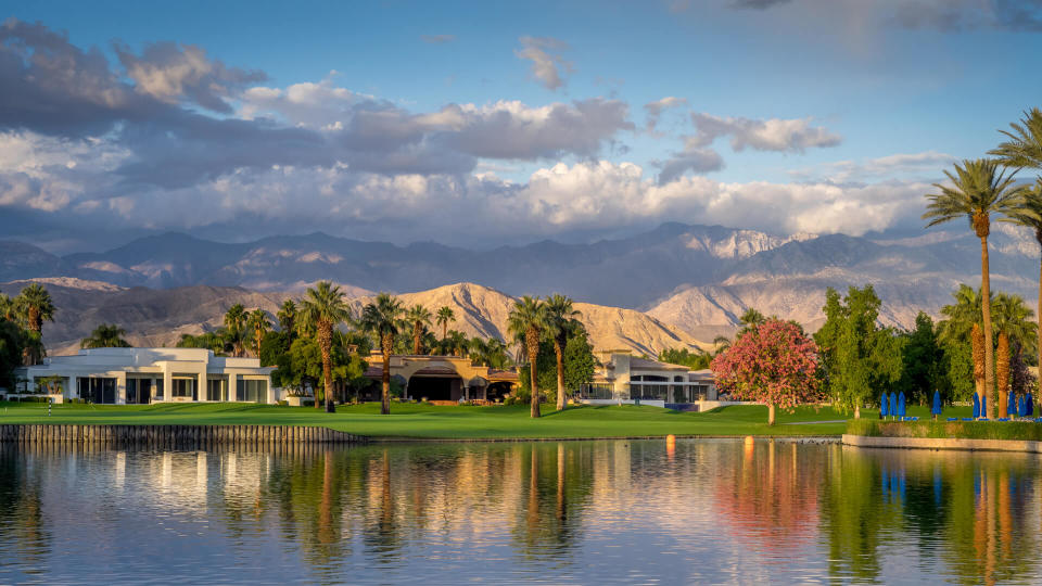 PALM DESERT, CA - NOV 19: View of water features at a golf course at the JW Marriott Desert Springs Resort & Spa on November 19, 2015 in Palm Desert, CA. The Marriott is popular golf destination.