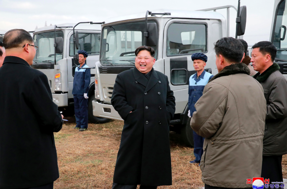 <em>The leader was seen smiling and laughing during the test (Getty)</em>