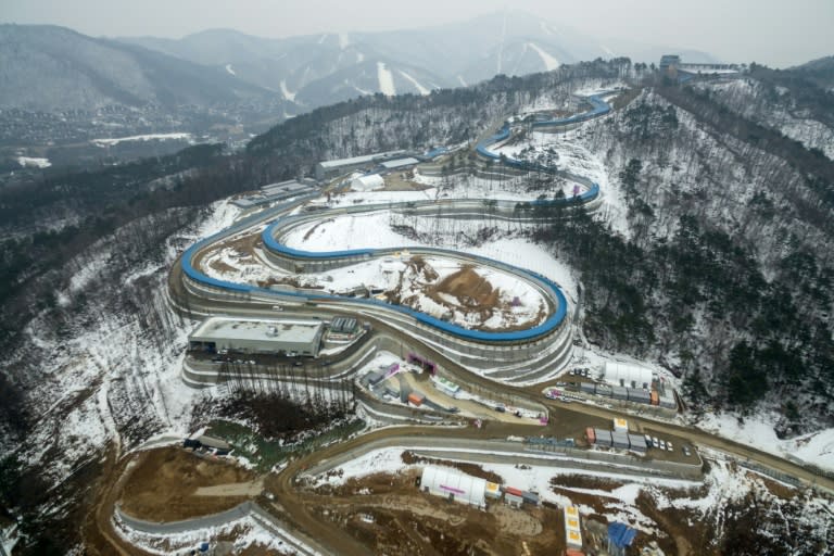 The Winter Olympics will be in Pyeongchang, pictured here in March 2017, which is situated just 80km (50 miles) from the heavily-fortified frontier with North Korea