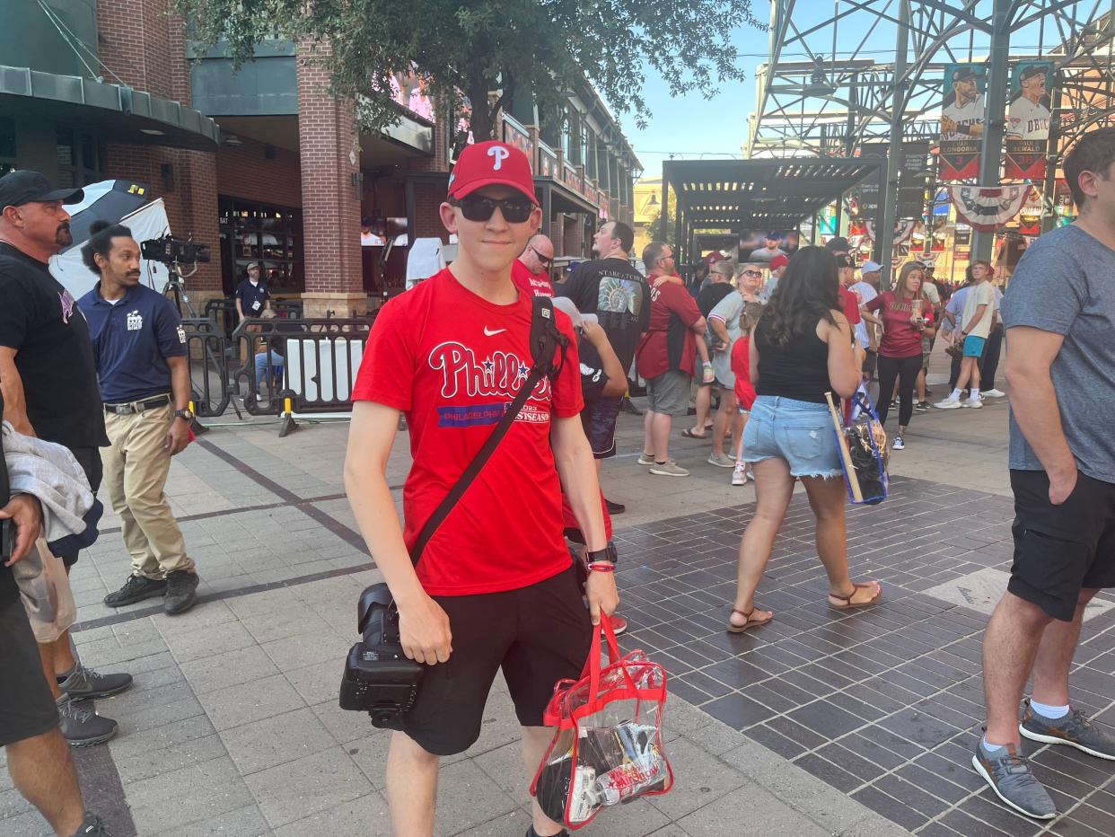 Anthony Milano, a Phillies fan and a military aviation photographer, said he attended the 2009 World Series and is starting to move into being a sports photographer.