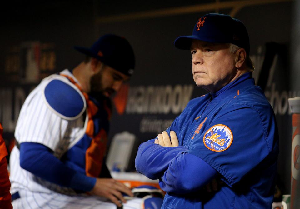 Oct 8, 2022; New York City, New York, USA; New York Mets manager Buck Showalter (11) before game two of the Wild Card series against the San Diego Padres for the 2022 MLB Playoffs at Citi Field.