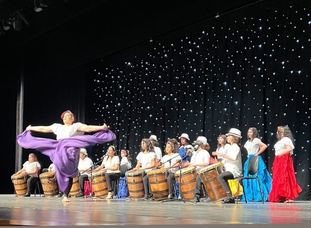 A scene from a performance by Milwaukee's Bembé Drum & Dance.