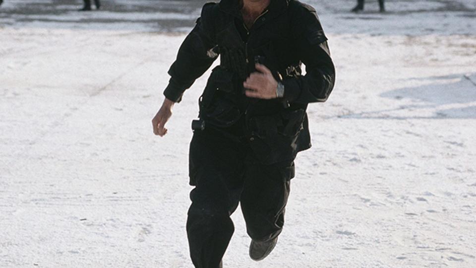 Pierce Brosnan running as James Bond in GoldenEye