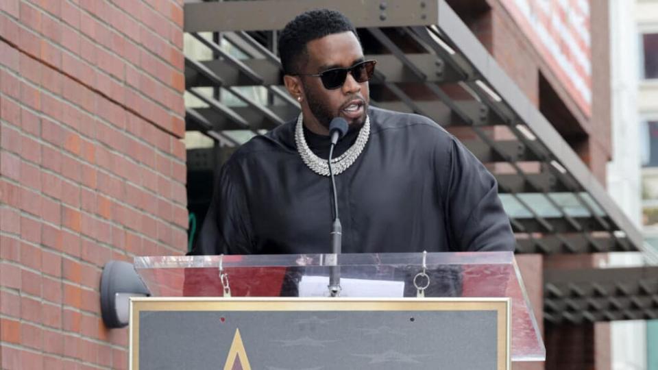 Sean Combs speaks onstage during the Hollywood Walk of Fame Star Ceremony for DJ Khaled on April 11, 2022 in Hollywood, California. (Photo by Kevin Winter/Getty Images)