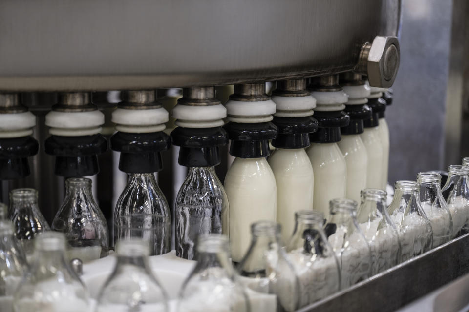 Bottle milking machine at work