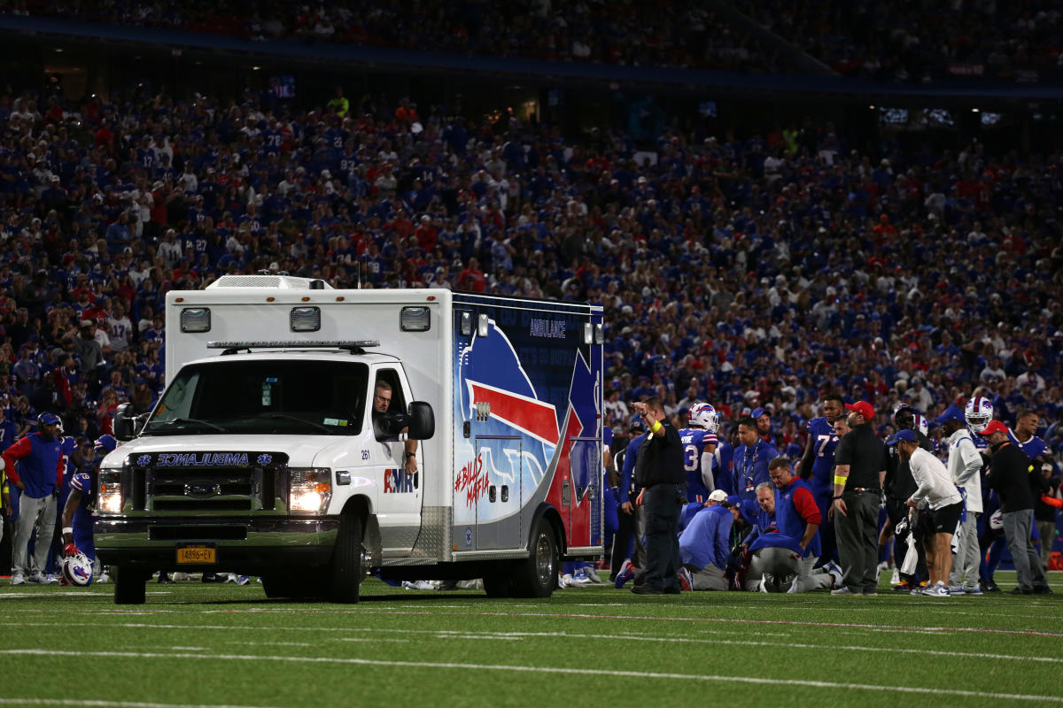 Bills CB Dane Jackson taken off field in ambulance after head-to-head collision with teammate