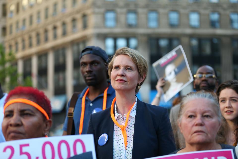 The <em>Sex and the City </em>star and former New York gubernatorial candidate <a href="https://people.com/celebrity/cynthia-nixon-busted-in-school-protest/" rel="nofollow noopener" target="_blank" data-ylk="slk:was arrested in 2002;elm:context_link;itc:0;sec:content-canvas" class="link ">was arrested in 2002</a> outside City Hall in Lower Manhattan during a choreographed protest to demand better funding for public schools.