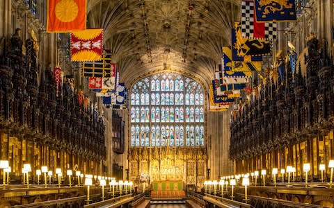  A view of the Quire in St George's Chapel at Windsor Castle, where Prince Harry and Meghan Markle will have their wedding service - Credit: Dominic Lipinski - WPA Pool/Getty Images