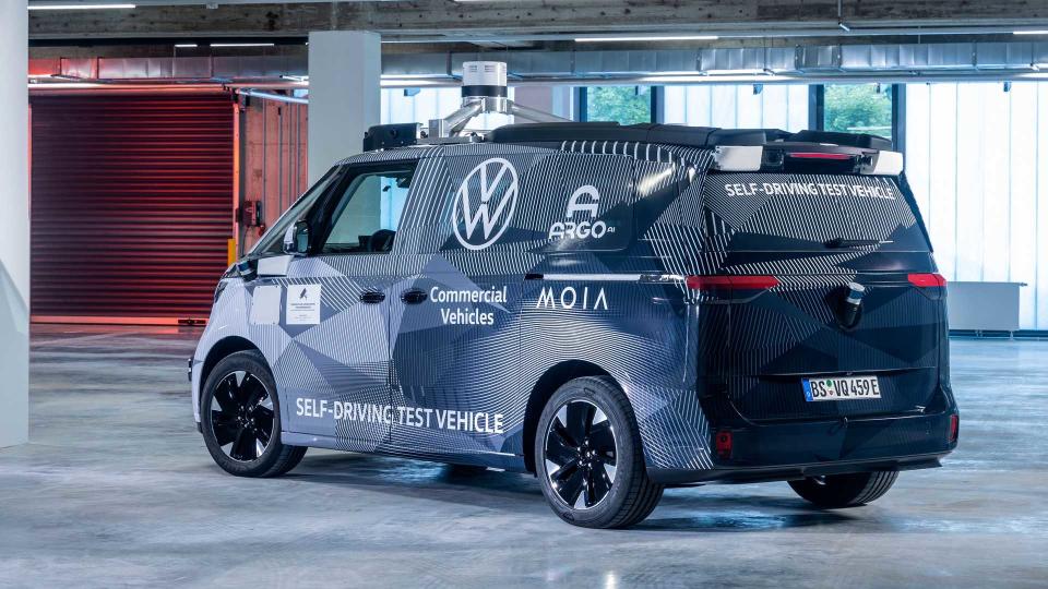 Volkswagen's ID.Buzz electric minivan appears as a self-driving prototype