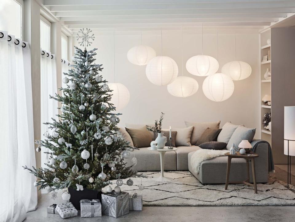 <p><strong>John Lewis says:</strong> 'Inspired by crisp moonlight nights and idyllic snow covered landscapes, the Moonstone collection brings a sense of peace and tranquility to your home this Christmas. </p><p>'Drawing on a magical palette of silver and white, this collection incorporates friendly polar bears, snow-covered tree branches and whimsical unicorns for a fresh take on a traditional Christmas aesthetic. The Moonstone story also introduces the snowiest Christmas tree ever sold at John Lewis, the 6ft Snowy Mountain Pine.'</p><p><a rel="nofollow noopener" href="https://www.johnlewis.com/browse/christmas/winter-palace/_/N-7kma" target="_blank" data-ylk="slk:Shop the look NOW;elm:context_link;itc:0;sec:content-canvas" class="link ">Shop the look NOW</a></p>