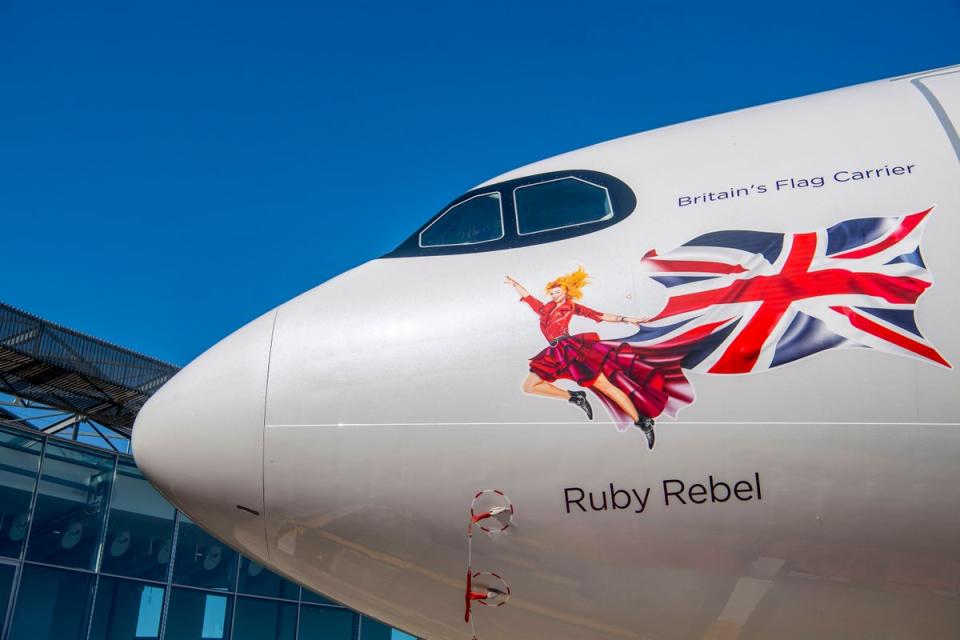 The icon Ruby Rebel has been launched on their latest aircraft to celebrate the airline’s 40th anniversary (Virgin Atlantic/PA Wire)