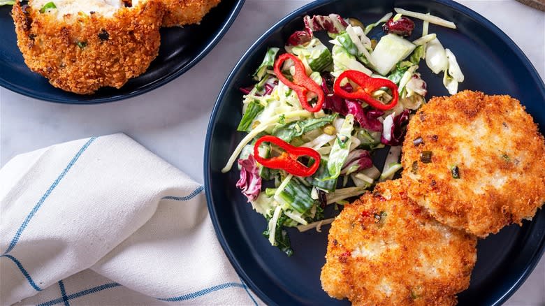 Panko-crusted fish cakes