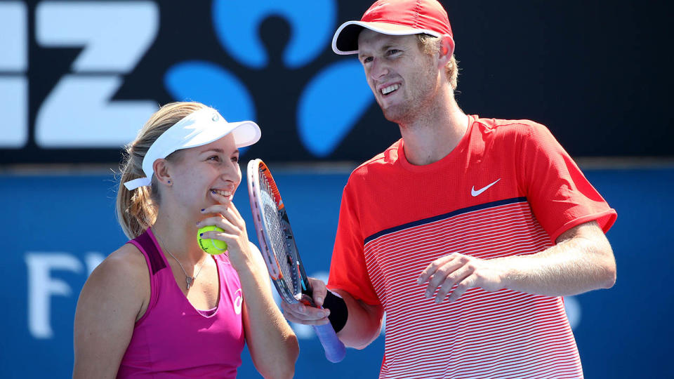 Daria Gavrilova and Luke Saville played doubles together at the 2016 Australian Open. (Photo by Pat Scala/Getty Images)