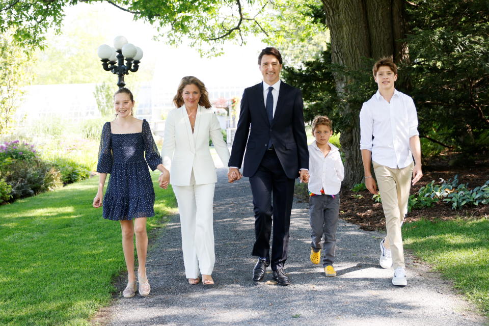  Prime Minister Justin Trudeau, Sophie Grégoire Trudeau and their children Ella-Grace, Xavier and Hadrien in 2021. (REUTERS/Blair Gable)