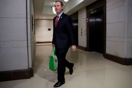 FILE PHOTO: Rep. Adam Schiff (D-CA) arrives for closed meeting of the House Intelligence Committee on Capitol Hill in Washington, U.S., January 16, 2018. REUTERS/Aaron P. Bernstein/File Photo