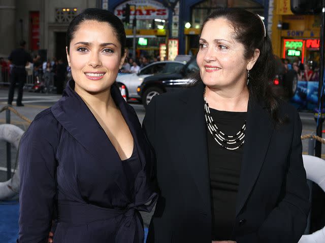 <p>Kevin Winter/Getty</p> Salma Hayek and her mother opera singer Diana Jimenez at the premiere of Warner Bros. Pictures' "Poseidon" on May 10, 2006 in Los Angeles, California.