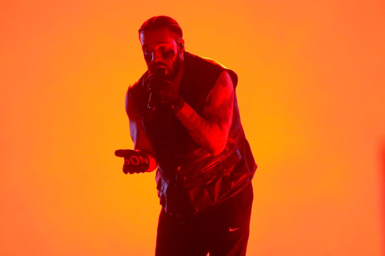 Drake performs during day two of Lollapalooza Chile 2023 on March 18, 2023 in Santiago, Chile.