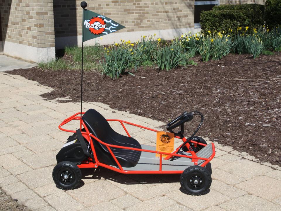 A Razor dune buggy, outfitted with a 350-watt motor designed to reach speeds of up to 10 miles per hour, and geared to ages 8 and older will be among the items up for grabs during the oral auction portion at the 39th Annual Roncalli Pierside Auction in-person event on April 29 at Roncalli High School. Admission is free to the adults-only event.