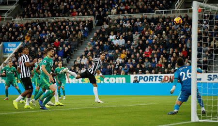 Soccer Football - Premier League - Newcastle United v Watford - St James' Park, Newcastle, Britain - November 3, 2018 Newcastle United's Ayoze Perez scores their first goal Action Images via Reuters/Craig Brough