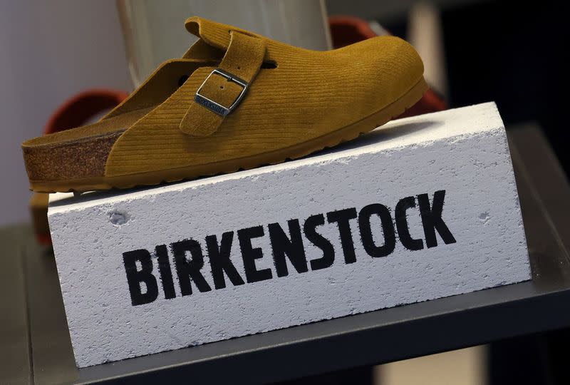 Birkenstock window display at shoe store in London