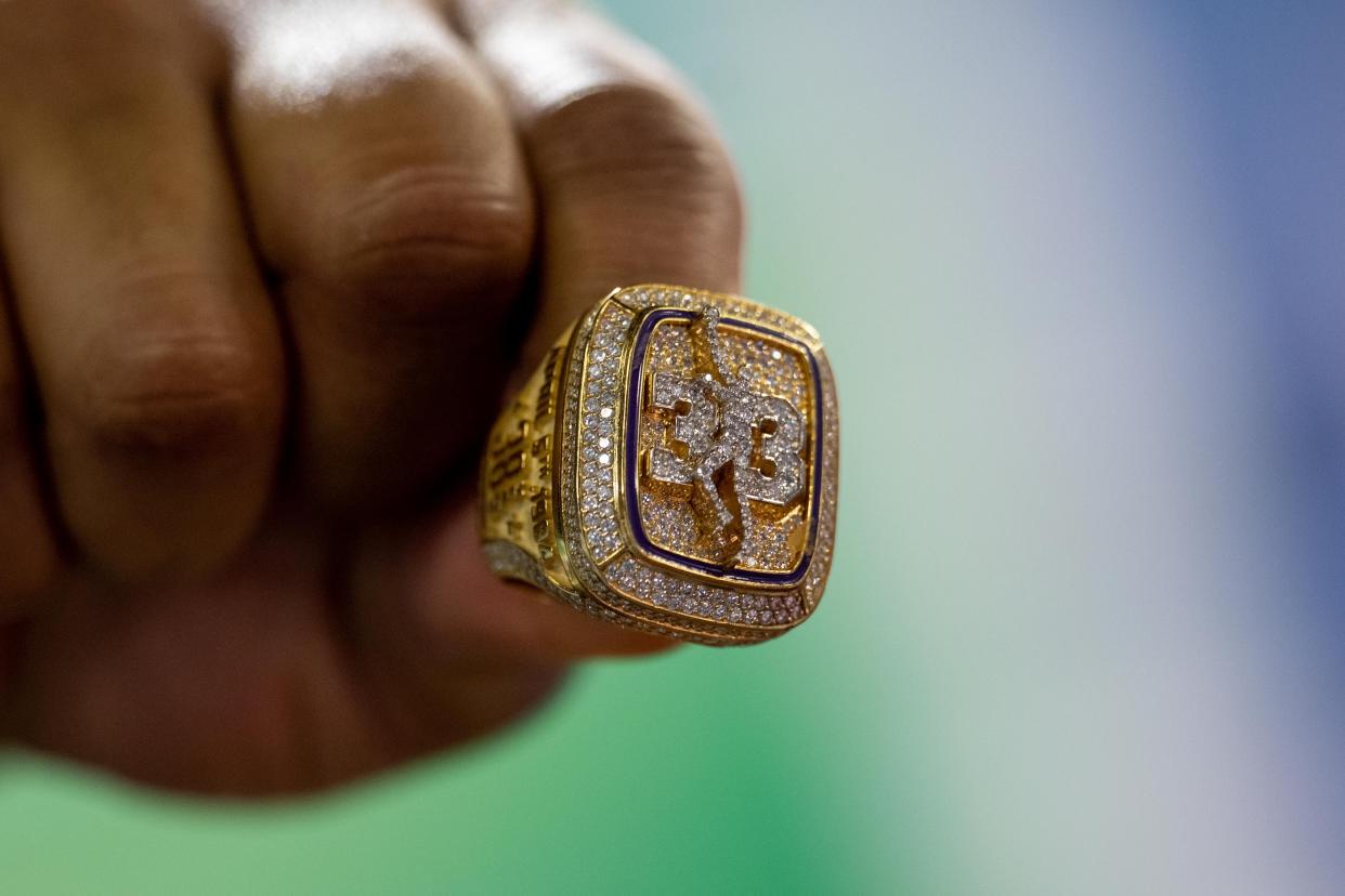 Kareem Abdul-Jabbar's Lakers ring. (Nathan Congleton / TODAY)