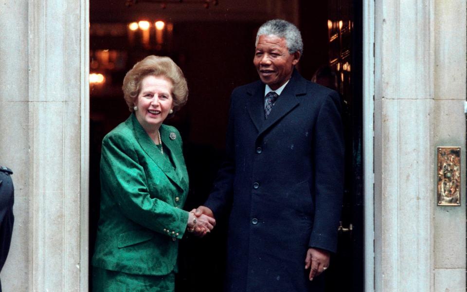 Mrs Thatcher and Nelson Mandela outside No 10 on July 4 1990 - Reuters
