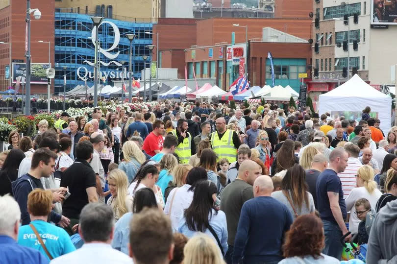 Crowds on Derry Quay during the Foyle Maritime Festival