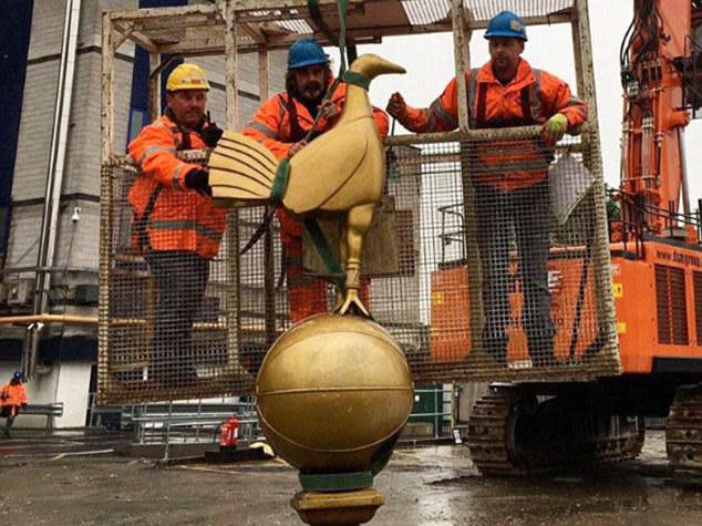 One of Tottenham's iconic golden cockerels has been placed into storage (Instagram @SpursOfficial)