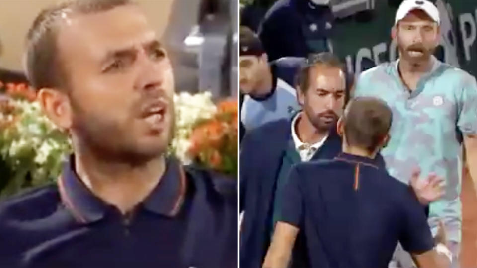 Dan Evans, pictured here seething after being accused of cheating at the French Open.