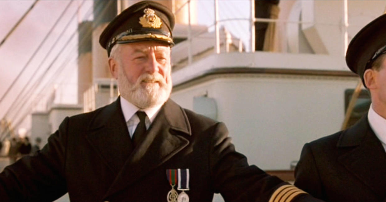 Bernard Hill dans le rôle du capitaine Edward James Smith, dans le film Titanic, sorti dans les salles américaines le 19 décembre 1997.