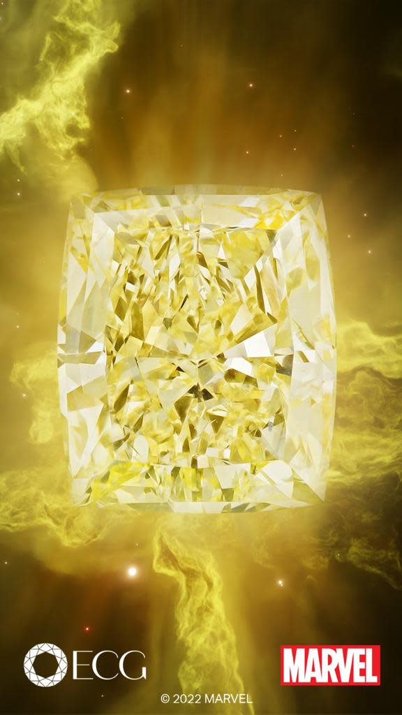 The Mind Stone is a brilliant cut yellow diamond in East Continental Gems Infinity Stone collection.