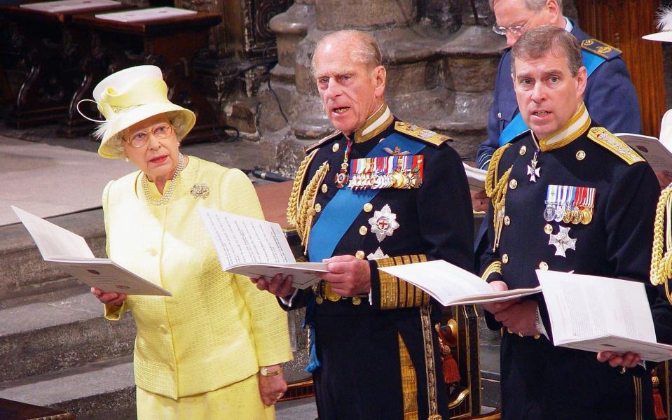 Prince Andrew and Prince Philip wore their military uniforms to the National Service Of Thanksgiving and Remembrance in 2005 - Getty 