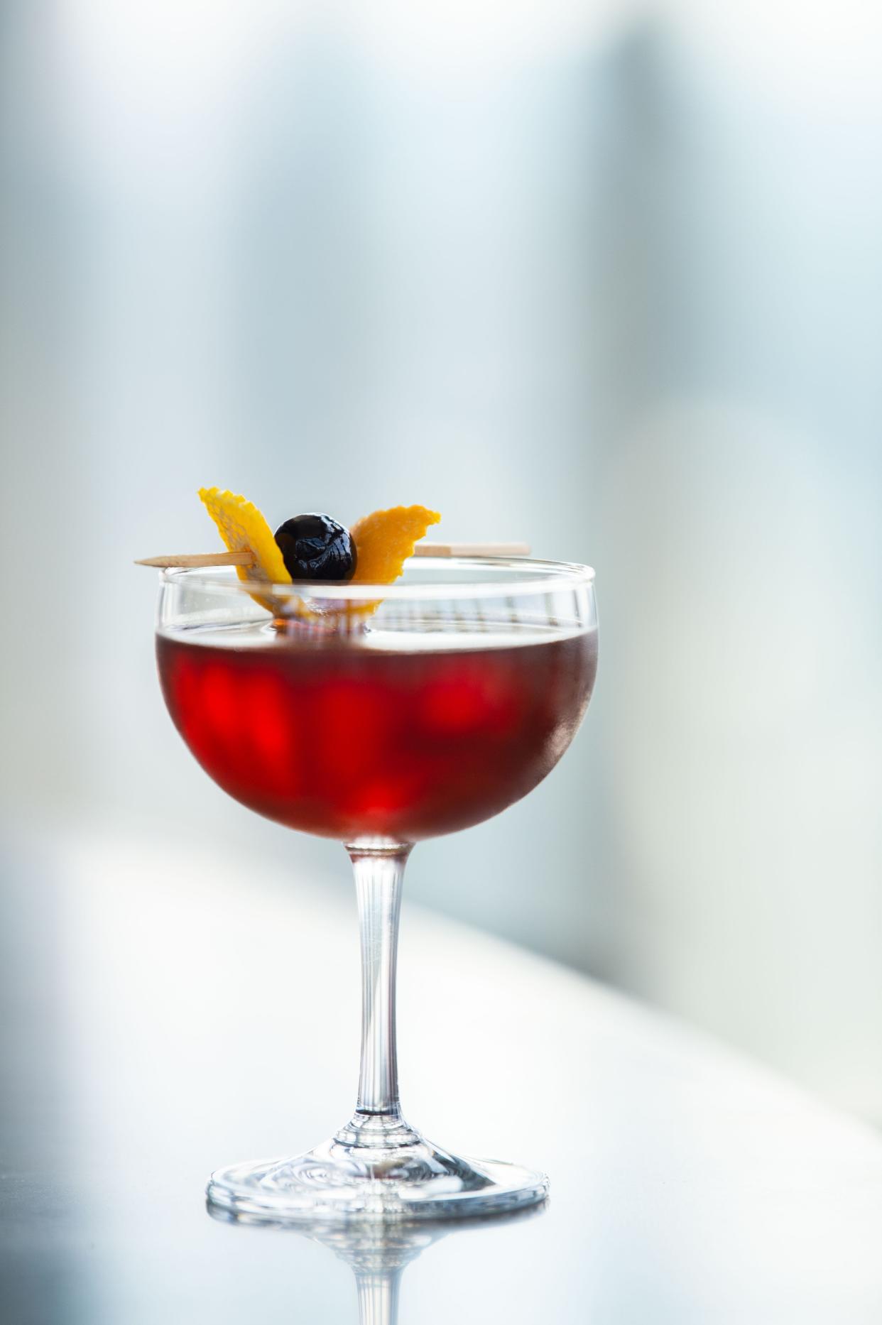 A Manhattan cocktail, made with Tennessee whiskey at the Bourbon Steak Nashville in the JW Marriott hotel in downtown, Wednesday, Oct. 20, 2021.