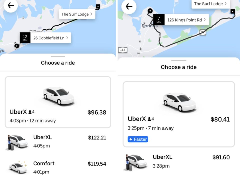 Uber from Hamptons to Montauk