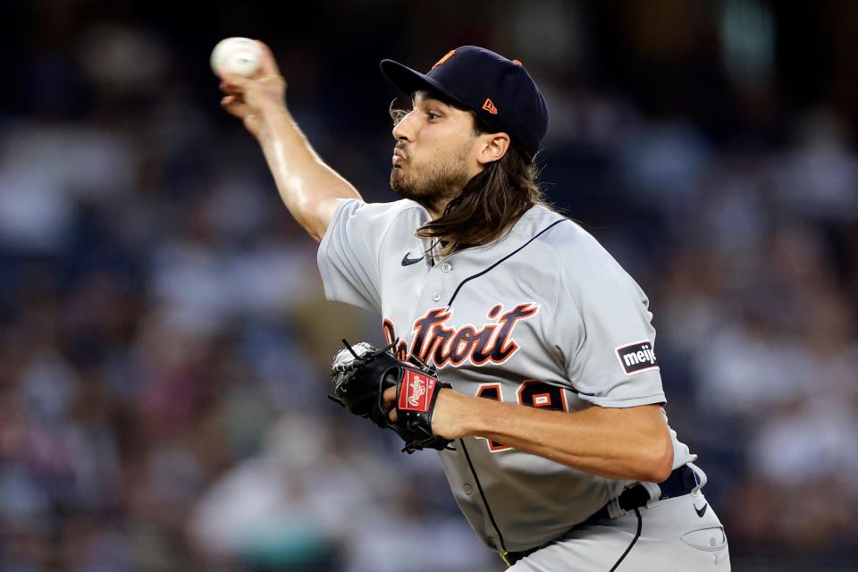 Tigers pitcher Alex Faedo throws against the Yankees during the first inning on Tuesday, Sept. 5, 2023, in New York.