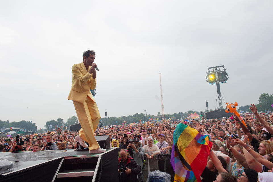 Mika performs at the Isle Of Wight Festival 2023 at Seaclose Park on June 18, 2023. (Getty)