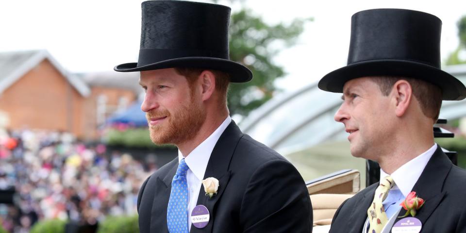 <p>Prince Harry and Prince Edward sat together in the carriage with their spouses.</p>